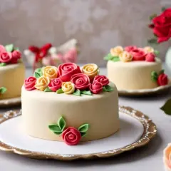 Apprenez comment travailler la pâte à sucre pour créer de délicates roses et feuilles sur ces mini-gâteaux.