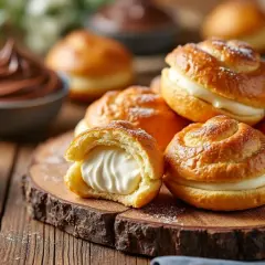 Choux dorés, généreusement fourrés d'une crème onctueuse. Quelle crème pour fourrer les choux ? Celle-ci est parfaite !
