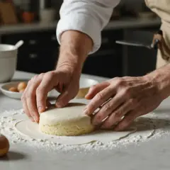 Mains expertes pour ramollir pâte à sucre et préparer de délicieux petits gâteaux.