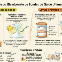 La levure chimique, un mélange tout-en-un, sert à faire lever les pâtisseries grâce à une double action : liquide puis chaleur du four.
