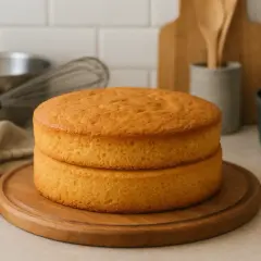 Deux disques de sponge cake chocolat dorés, prêts à être assemblés pour un délice gourmand.