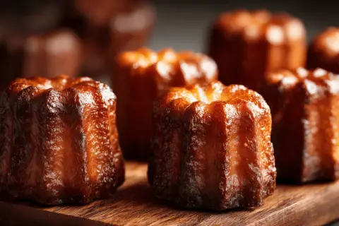 Délicieux cannelés dorés, parfaits pour une recette cannelés moule silicone. Ils sont prêts à être dégustés.