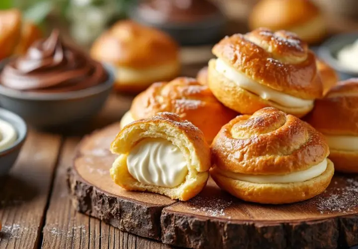 Choux dorés, généreusement fourrés d'une crème onctueuse. Quelle crème pour fourrer les choux ? Celle-ci est parfaite !