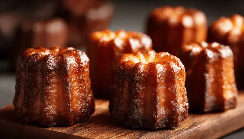 Délicieux cannelés dorés, parfaits pour une recette cannelés moule silicone. Ils sont prêts à être dégustés.