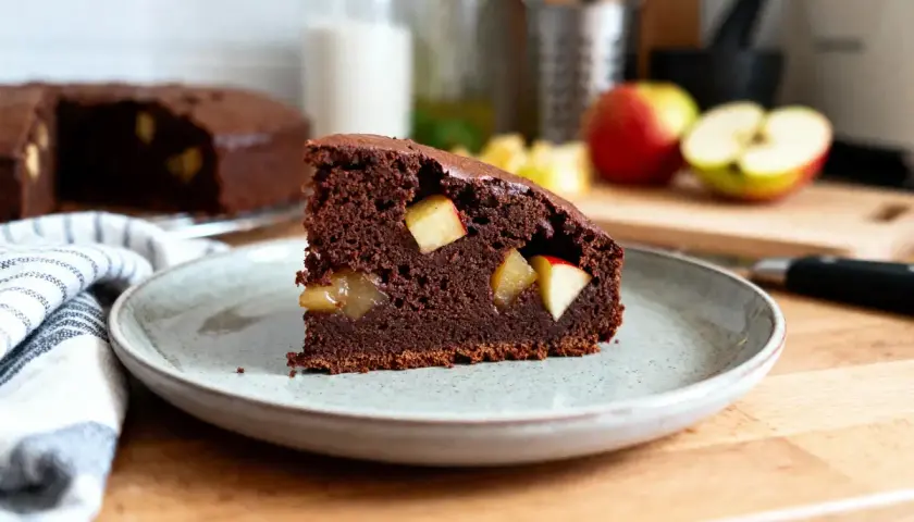 Une part de gâteau au chocolat et aux pommes, parfaite pour un anniversaire. Voici comment faire une photo sur gâteau d'anniversaire.