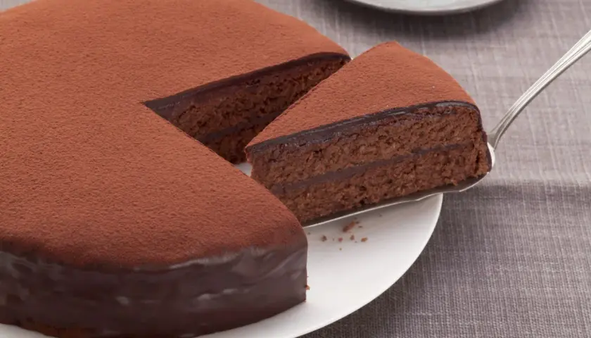 Gâteau au chocolat, saupoudré de cacao en poudre, prêt à être dégusté. Une invitation à découvrir une recette gâteau cacao en poudre.