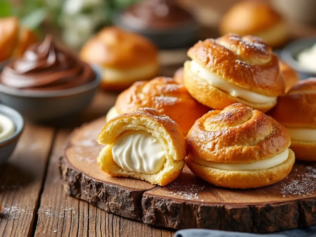 Choux dorés, généreusement fourrés d'une crème onctueuse. Quelle crème pour fourrer les choux ? Celle-ci est parfaite !