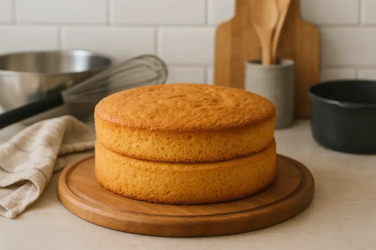 Deux disques de sponge cake chocolat dorés, prêts à être assemblés pour un délice gourmand.