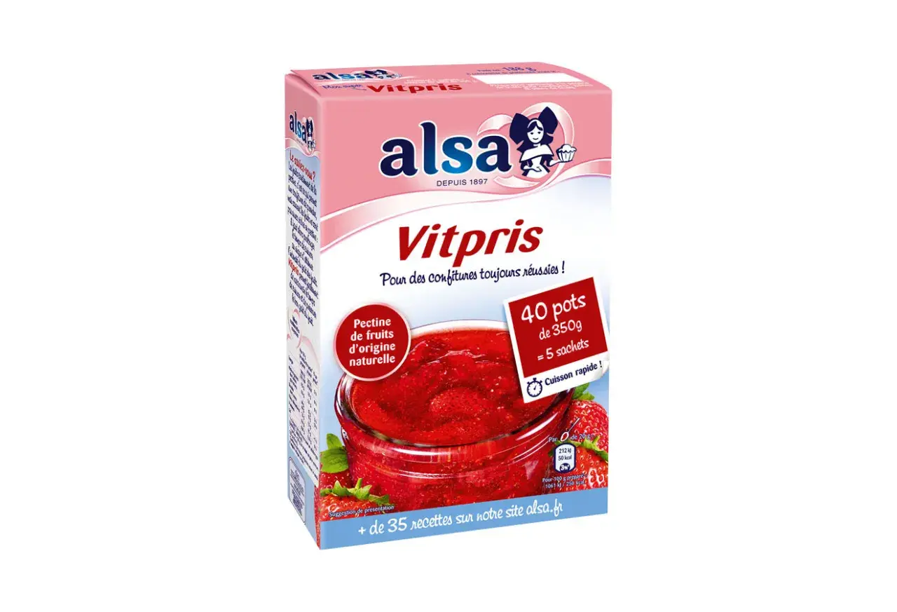 Vitpris, qu'est-ce que c'est ? C'est la pectine Alsa pour des confitures réussies. Idéal pour 40 pots de 350g.